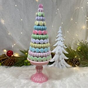 Holiday CHRISTMAS MACAROON TREE TOPIARY CENTERPIECE TABLE DECOR 16"